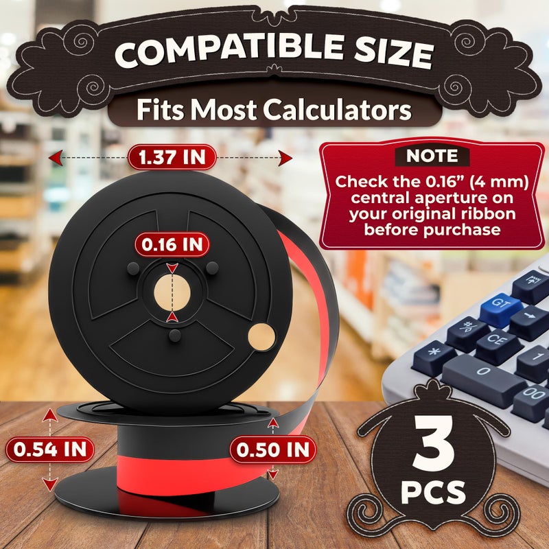 PIKTIME Canon MP11DX Calculator Ribbon Set of 3 â€“ 18ft x 0.5in Sharp EL-1197PIII Calculator Ribbon Red/Black for Great Print Capacity and Brightness, Easy Setup â€“ Suitable for Popular Models - Image 2